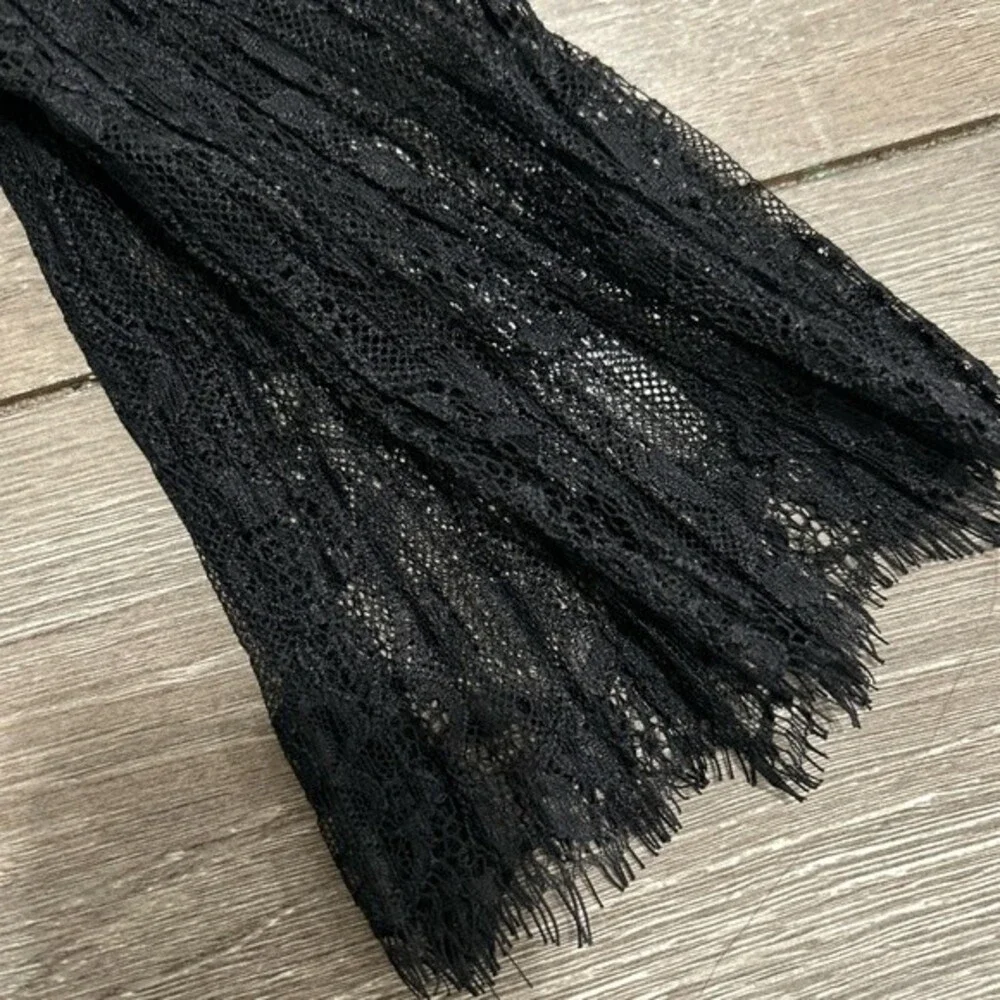 Saylor x Revolve Mariella Lace Ruffle Blouse in Black Goth Witchy